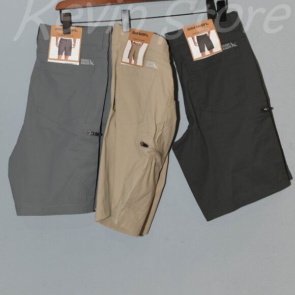 3 pairs Tan , Gray , Black Eddie Bauer Men's Tech Shorts
